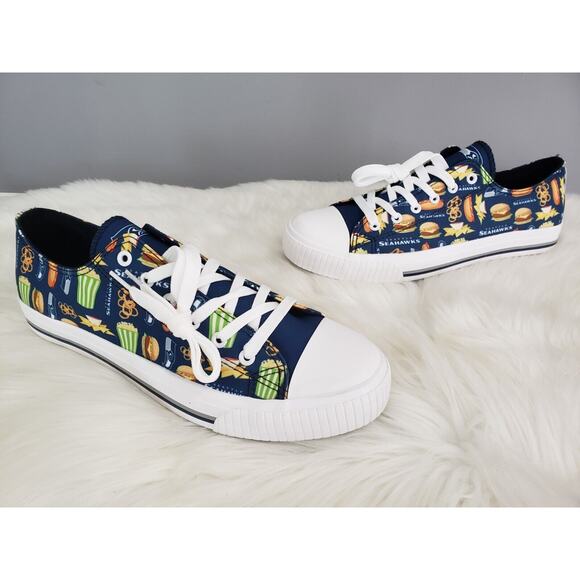 NEW MENS‎ 10 Seattle Seahawks NFL Men's Low Top Logo Shoes Sneakers Team Gear - Picture 1 of 6